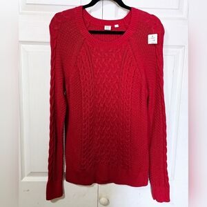 GAP Women's Size Medium Bright Red Scoop Neck Soft Long Sleeve Knit Sweater